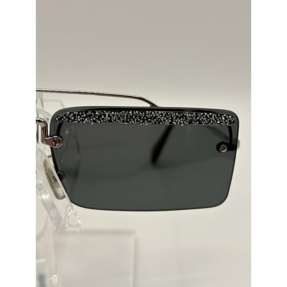 Miu Miu SMU69T Rhinestone Shield Sunglasses Silver Gray 58-18-140 main image 12